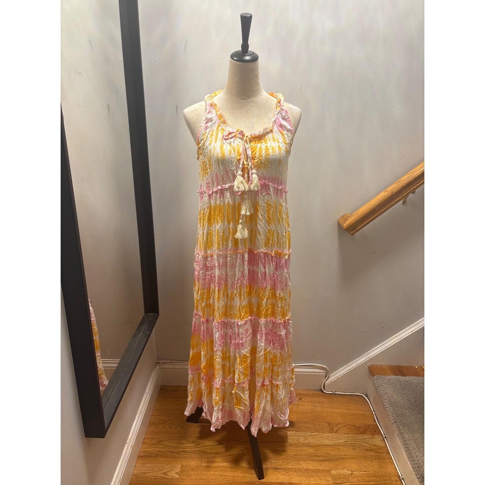 Coolchange Tie Dye Maxi Dress Womens One Size Pink Orange Boho Tiered